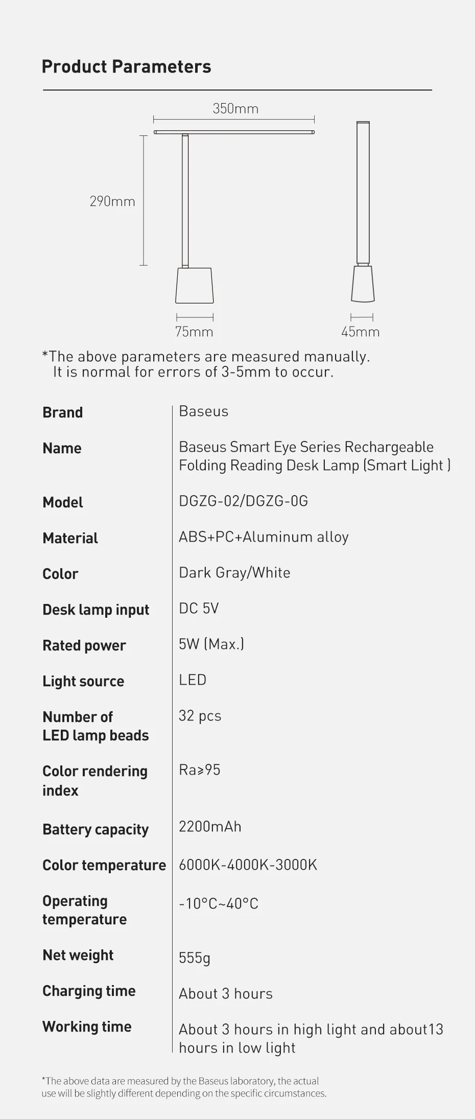 Baseus LED Desk Lamp Eye Protection Study Dimmable Office Light Foldable Table Lamp Smart Adaptive Brightness Bedside Read Lamp - Image 24