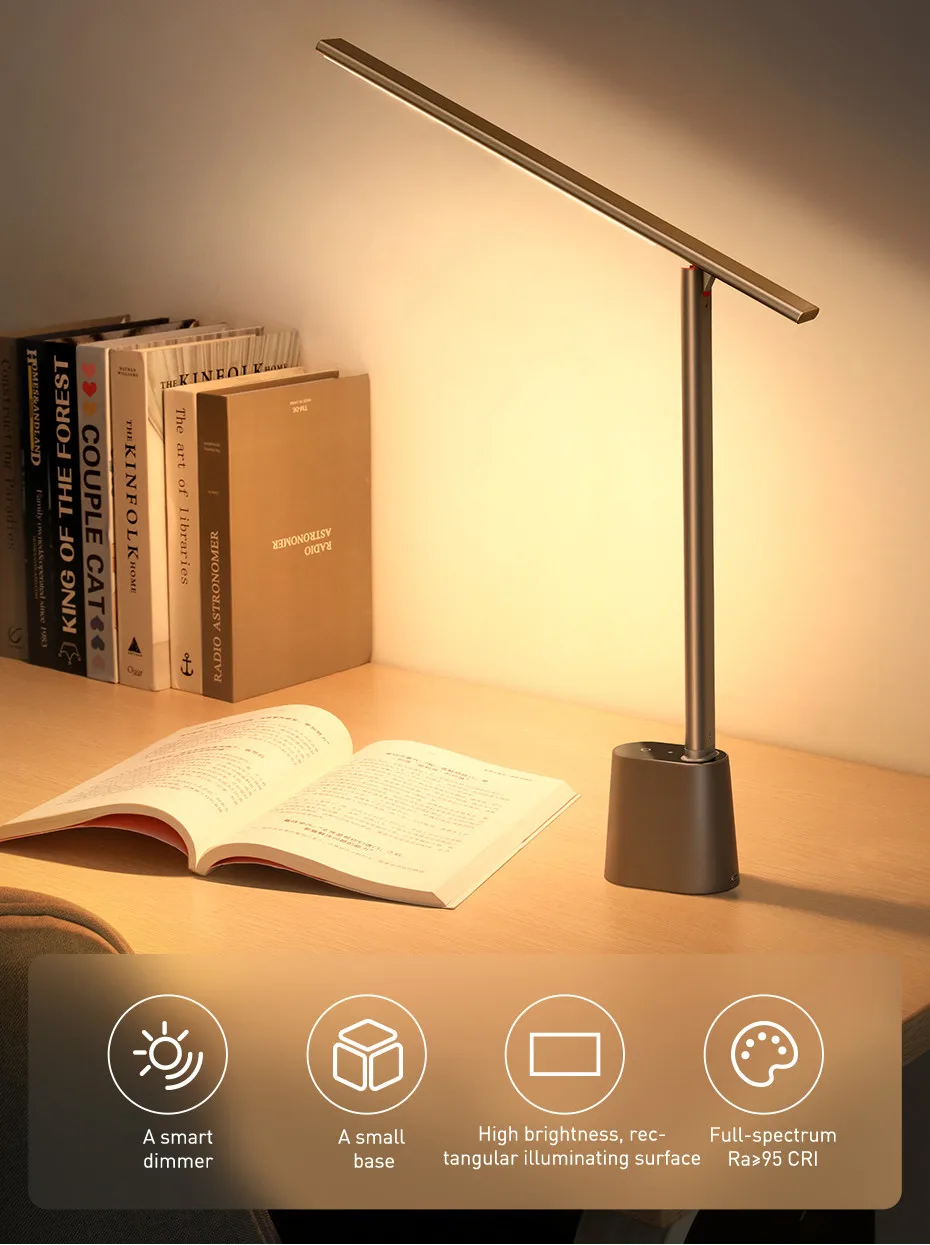 Baseus LED Desk Lamp Eye Protection Study Dimmable Office Light Foldable Table Lamp Smart Adaptive Brightness Bedside Read Lamp - Image 10