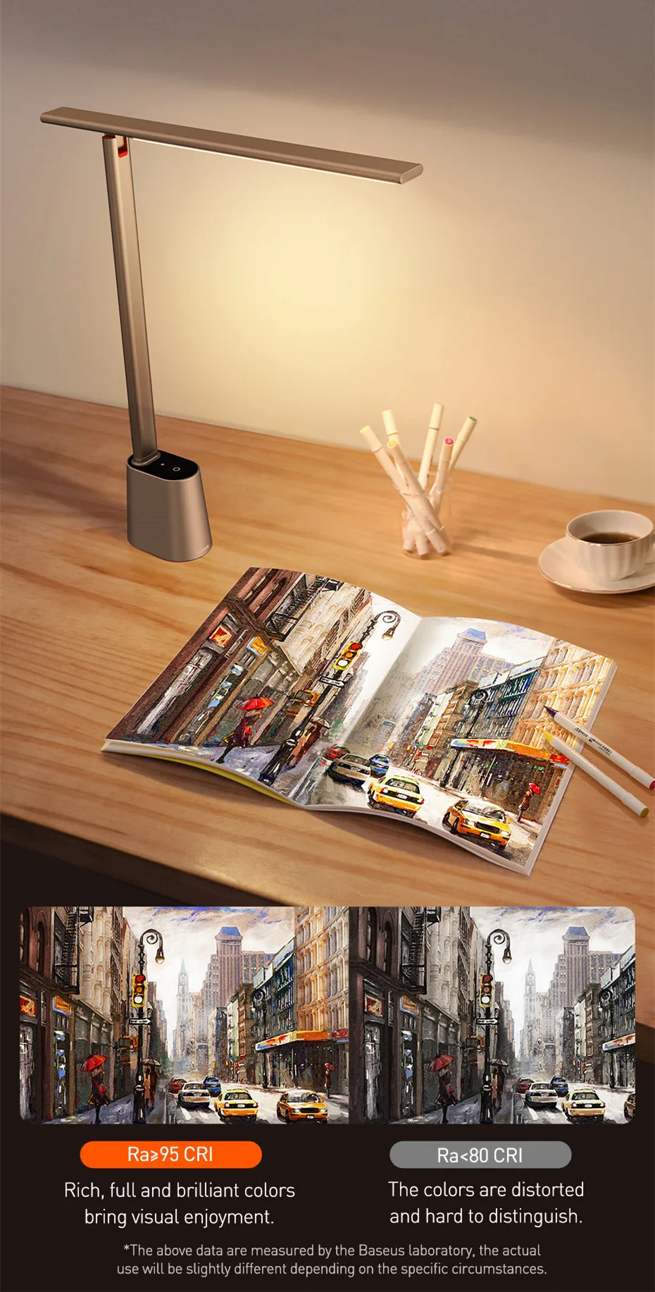 Baseus LED Desk Lamp Eye Protection Study Dimmable Office Light Foldable Table Lamp Smart Adaptive Brightness Bedside Read Lamp - Image 17