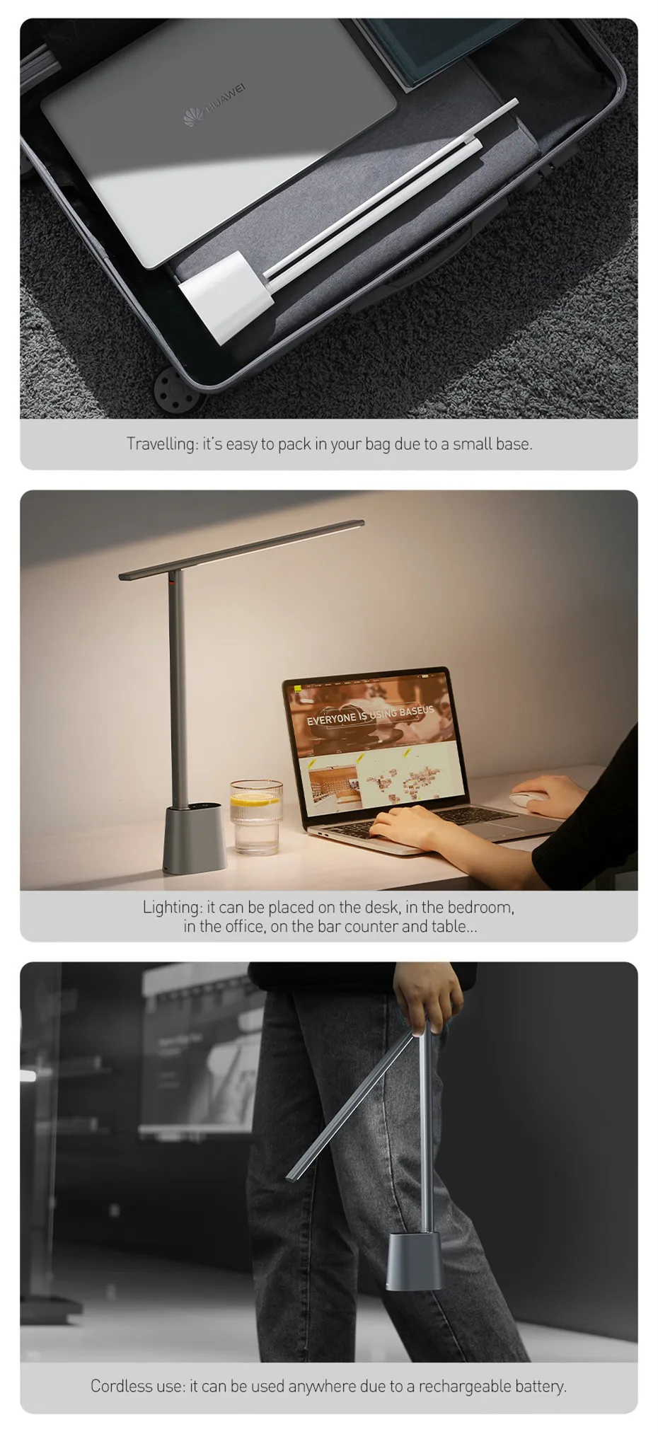 Baseus LED Desk Lamp Eye Protection Study Dimmable Office Light Foldable Table Lamp Smart Adaptive Brightness Bedside Read Lamp - Image 14