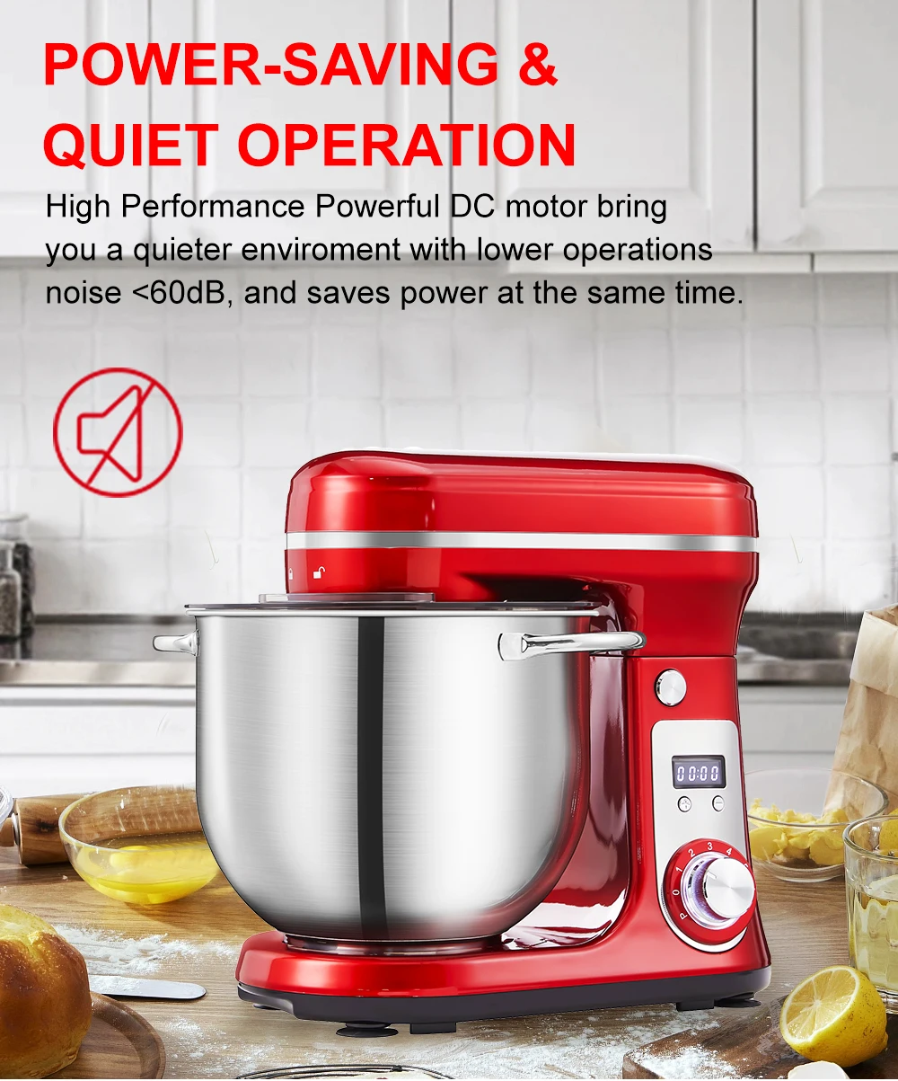 BioloMix Kitchen Food Stand Mixer, Blender, Quiet Motor, Cream Egg Whisk, Whip Dough Kneader, 6-Speed, 1200 W, 6 L, DC - Image 14
