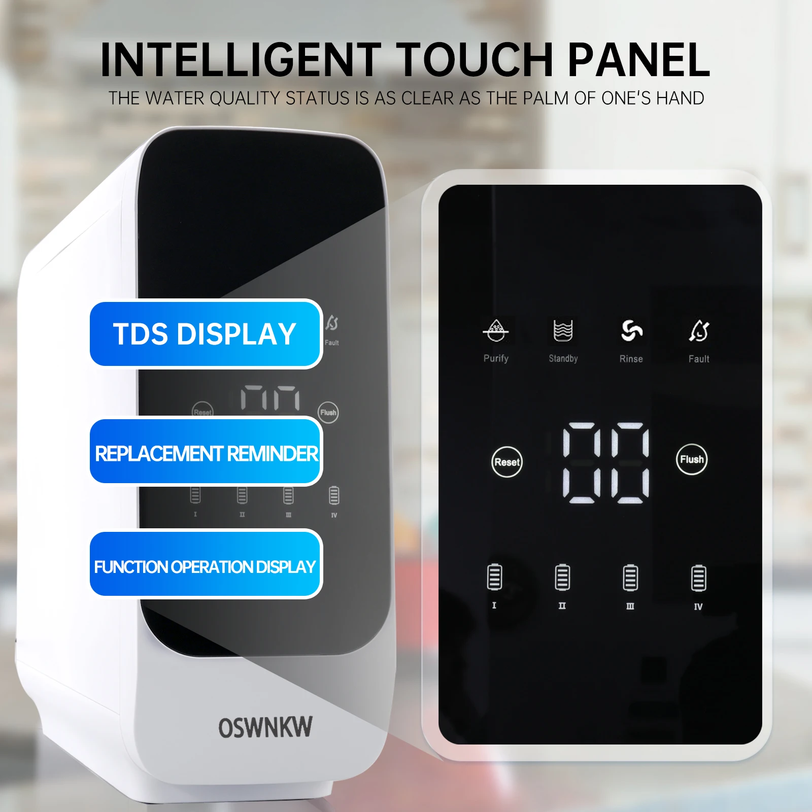 OSWNKW 600GPD High Flow Tankless RO System, Reduce TDS, 1:2Drain Ratio, Mineralized, UV Light, Compact Under Sink Water Purifier - Image 5