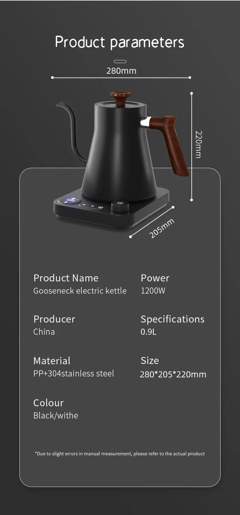 Electric Gooseneck Kettle 900ML Hand Brew Coffee Pot Smart Teapot Temperature Control Pot Rapid Heating Kettle 110v/220v - Image 20