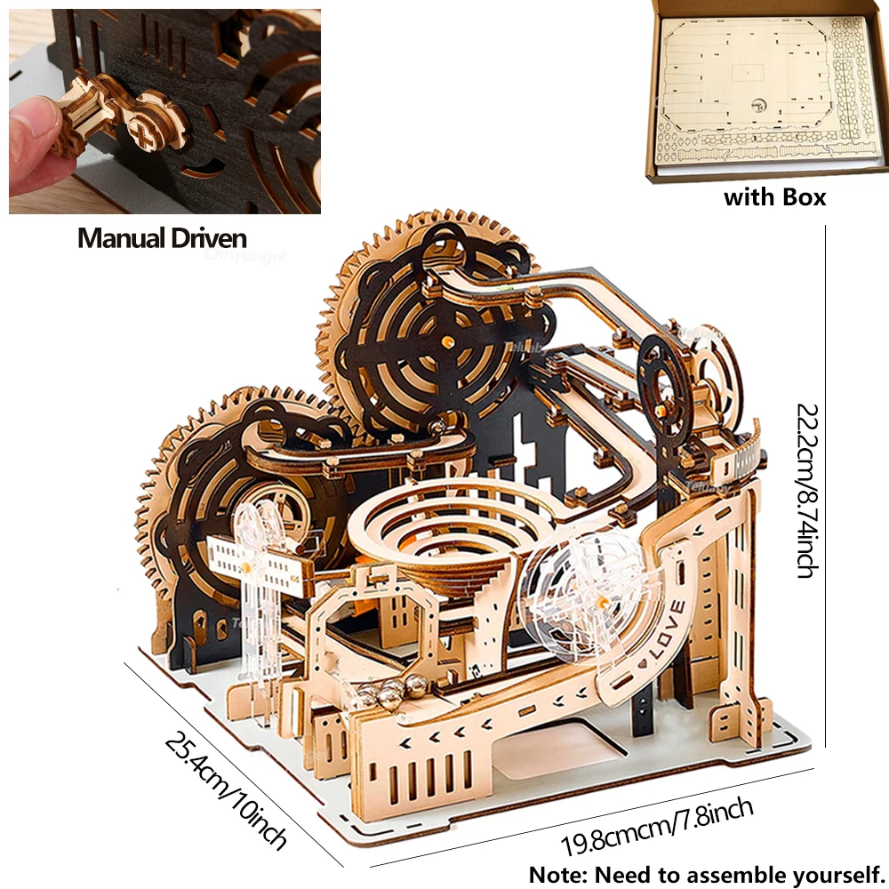 3D Wooden Puzzle Building Model Kit Electric Motorized Marble Run STEM Educational Construction Toys for Kids Adults Gifts - Image 8