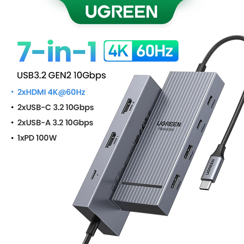 UGREEN 12-in-1 USB HUB Type-C to 2HDMI 4K120Hz DP USB3.2 10Gbps SD/TF RJ45 PD100W for MacBook Dell HP Laptop Accessories Docking - Image 11