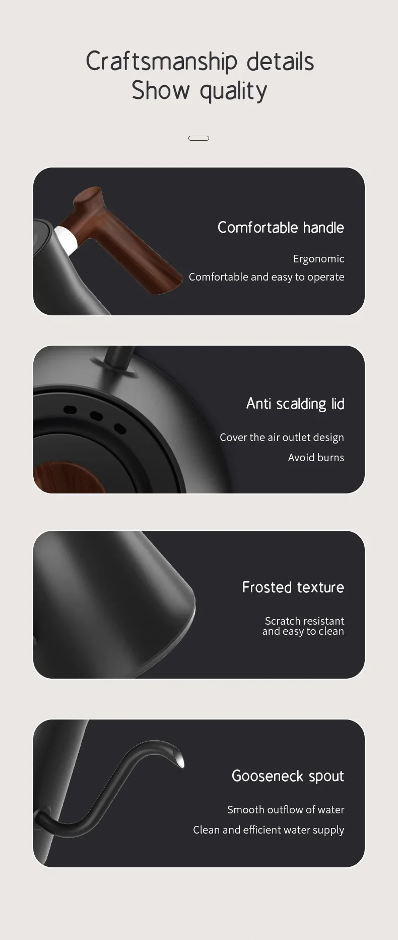Electric Gooseneck Kettle 900ML Hand Brew Coffee Pot Smart Teapot Temperature Control Pot Rapid Heating Kettle 110v/220v - Image 19