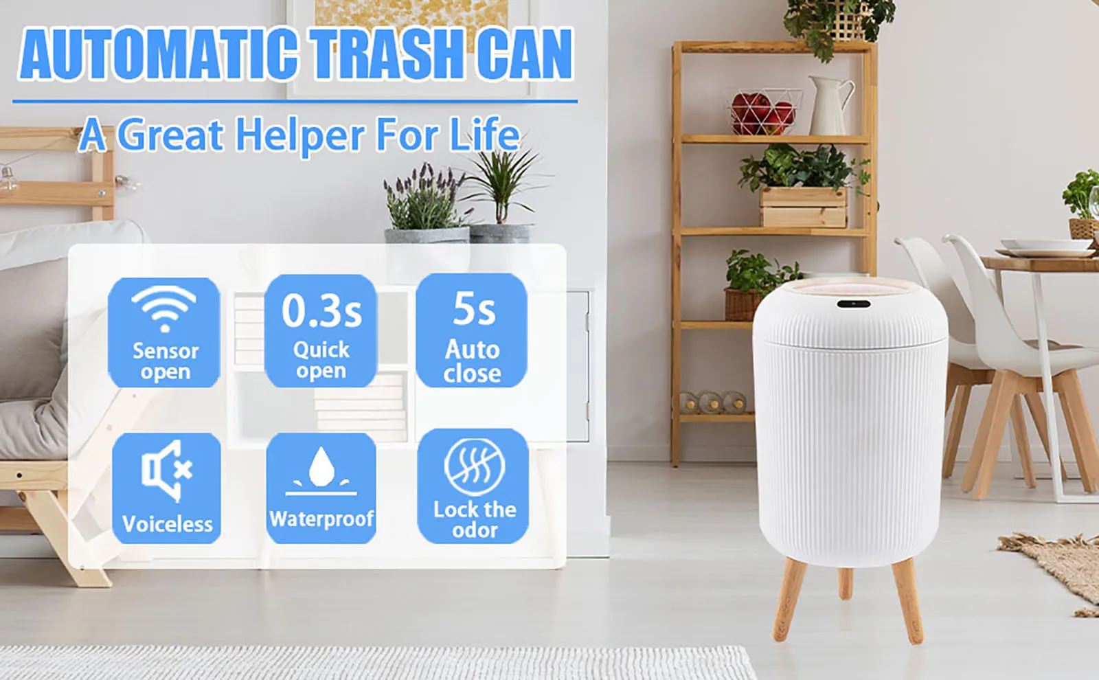 Automatic Trash Can with Lid, Small Plastic Smart Trash Can, Motion Sensor Trash Can for Bedroom, Bathroom, Kitchen, Office - Image 21