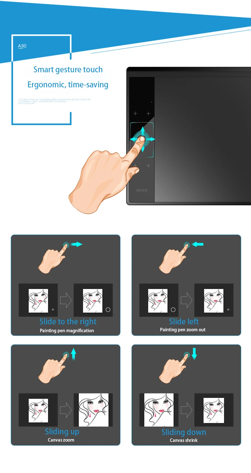 VEIKK A30 10 x6 inch Professional Graphics Drawing Tablet Type-C interface with 8192 Level Battery-Free for Digital Drawing Pad - Image 11
