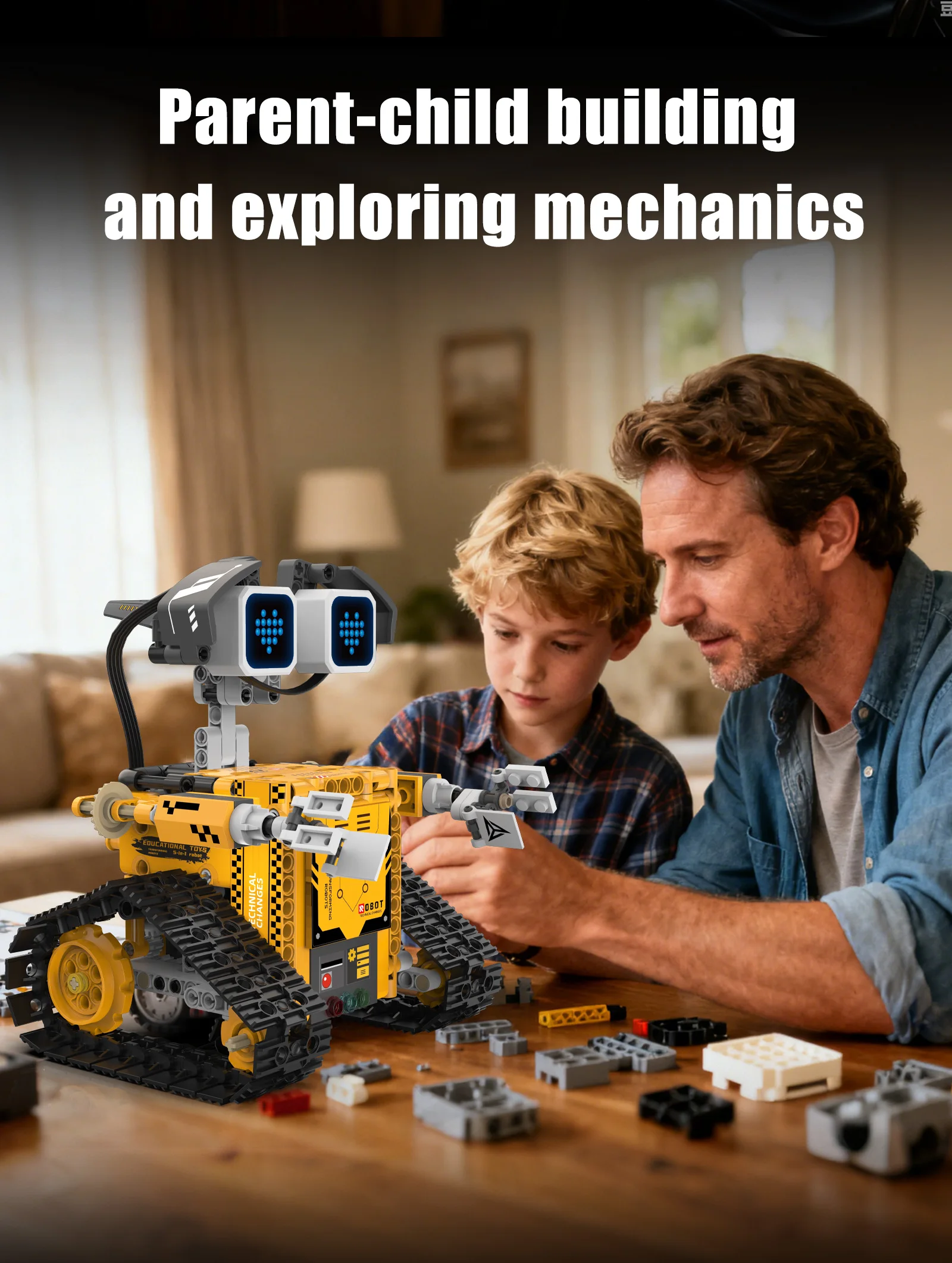 Digital display 5-in-1 transformable robot model assembly, remote control robot building blocks toy, children's toy gift - Image 21