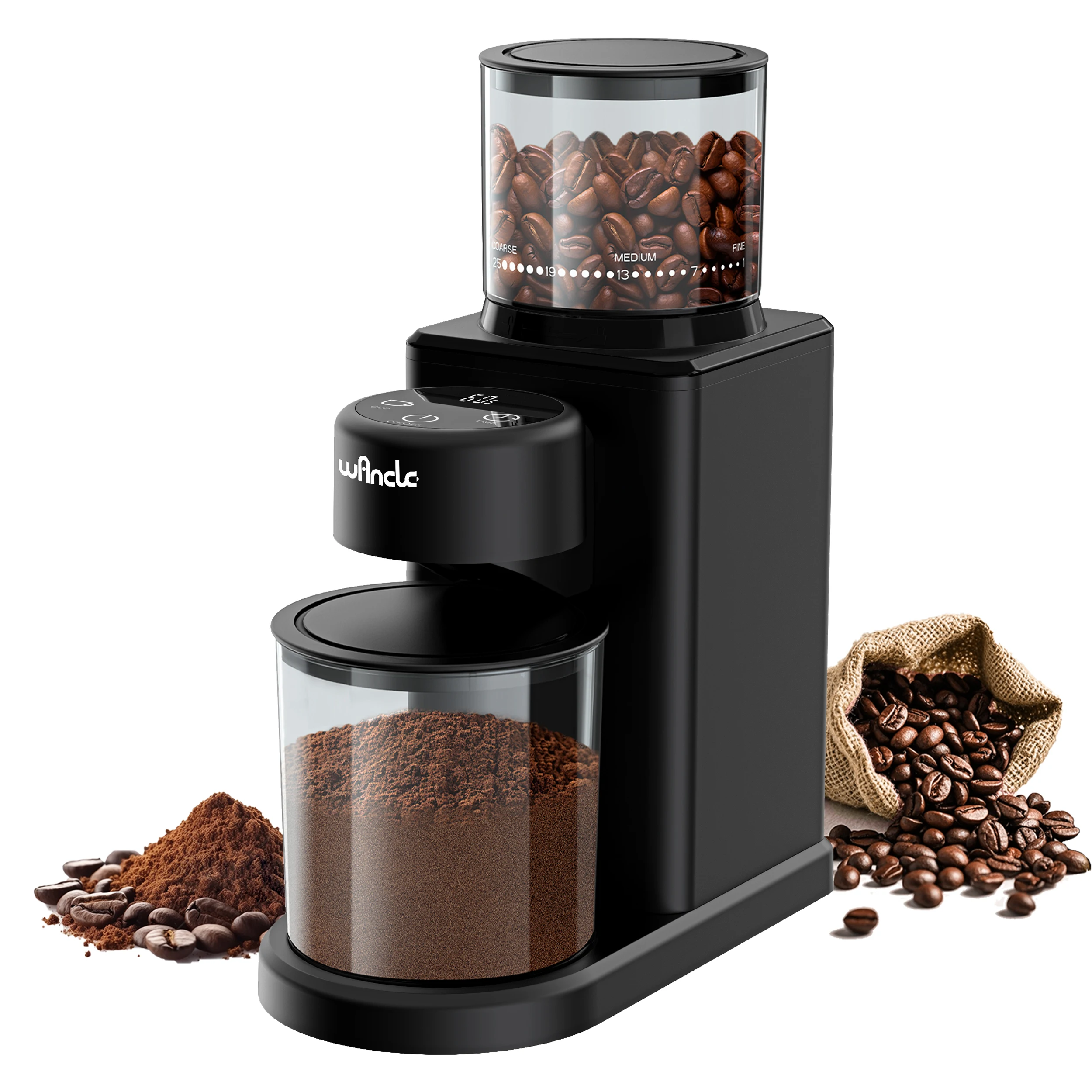 Electric Conical Burr Grinder Coffee Bean Grinder with 25 Grind Setting for French Espresso Touchscreen Dual Modes Grinding - Image 7