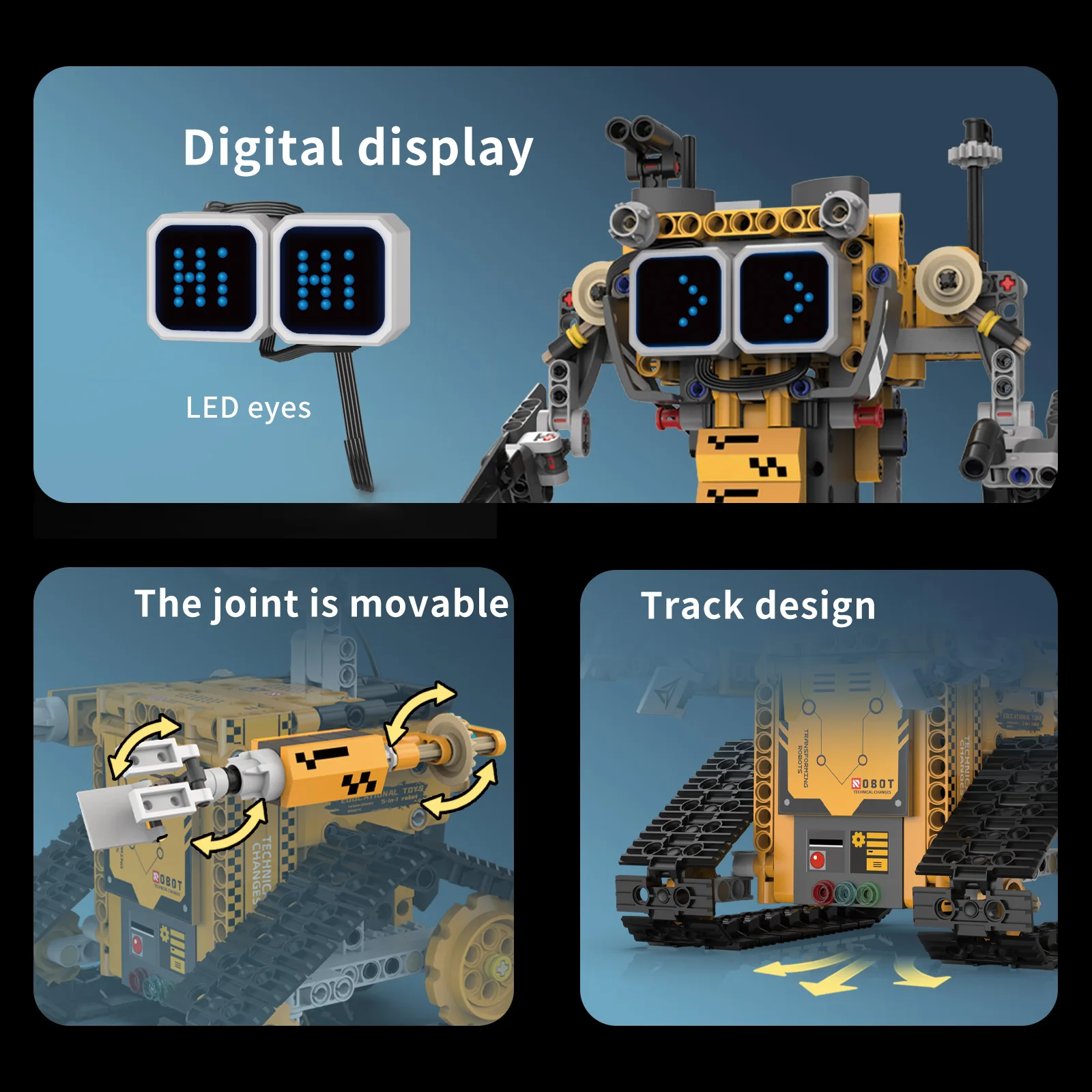 Digital display 5-in-1 transformable robot model assembly, remote control robot building blocks toy, children's toy gift - Image 5