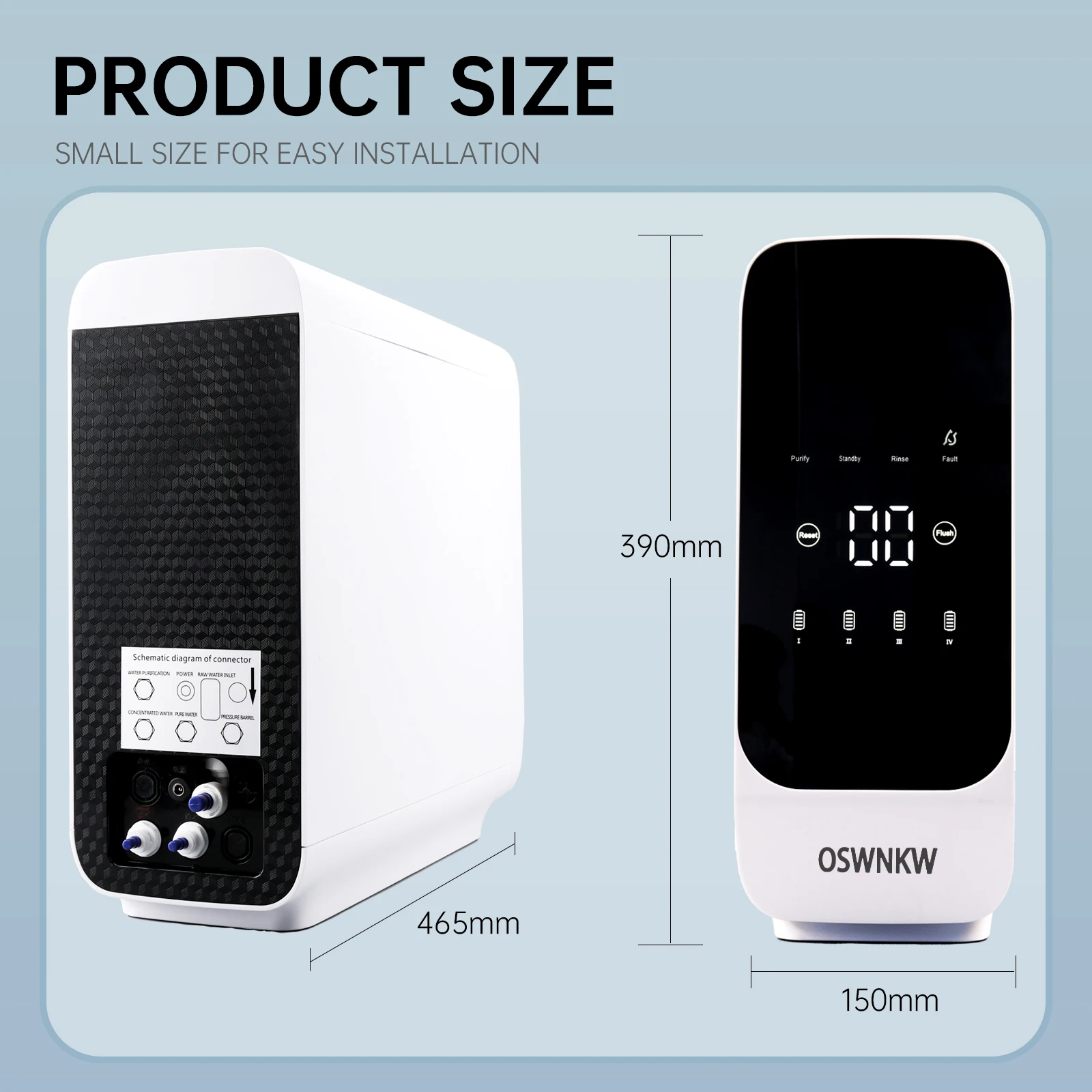 OSWNKW 600GPD High Flow Tankless RO System, Reduce TDS, 1:2Drain Ratio, Mineralized, UV Light, Compact Under Sink Water Purifier - Image 2