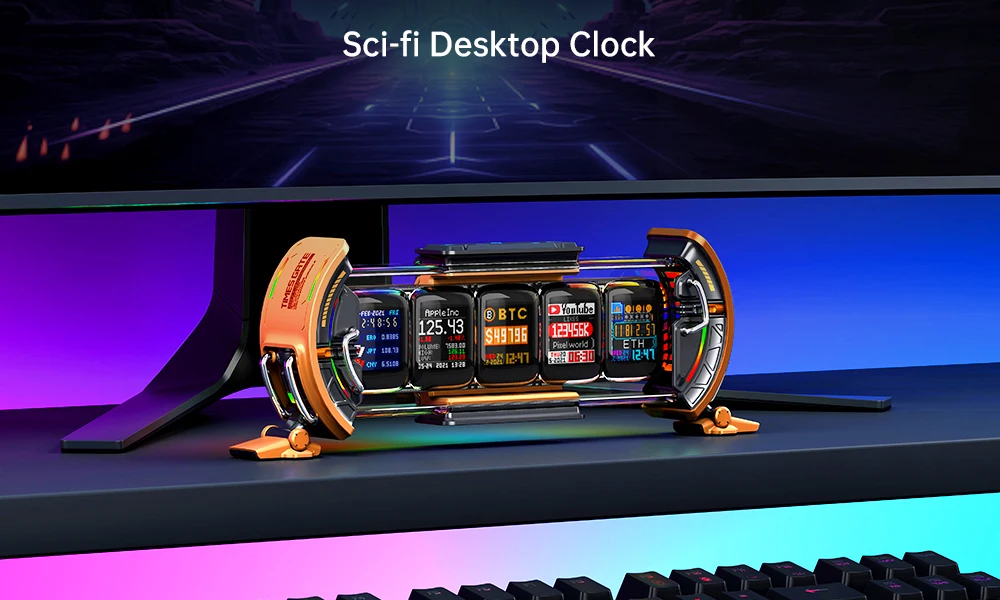Divoom Times Gate Gaming Room Setup Digital Clock with Smart APP Control, WiFi Connect, RGB LED Display, Office Decor Cyberpunk - Image 10