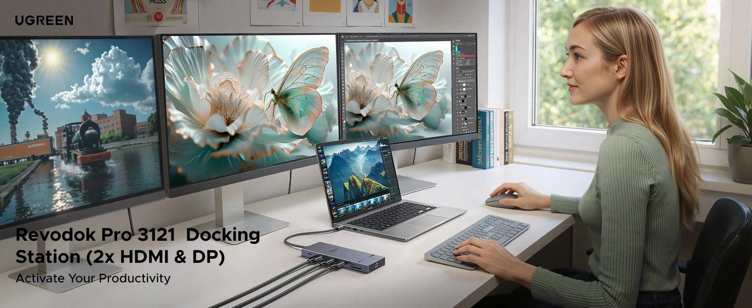 UGREEN 12-in-1 USB HUB Type-C to 2HDMI 4K120Hz DP USB3.2 10Gbps SD/TF RJ45 PD100W for MacBook Dell HP Laptop Accessories Docking - Image 22