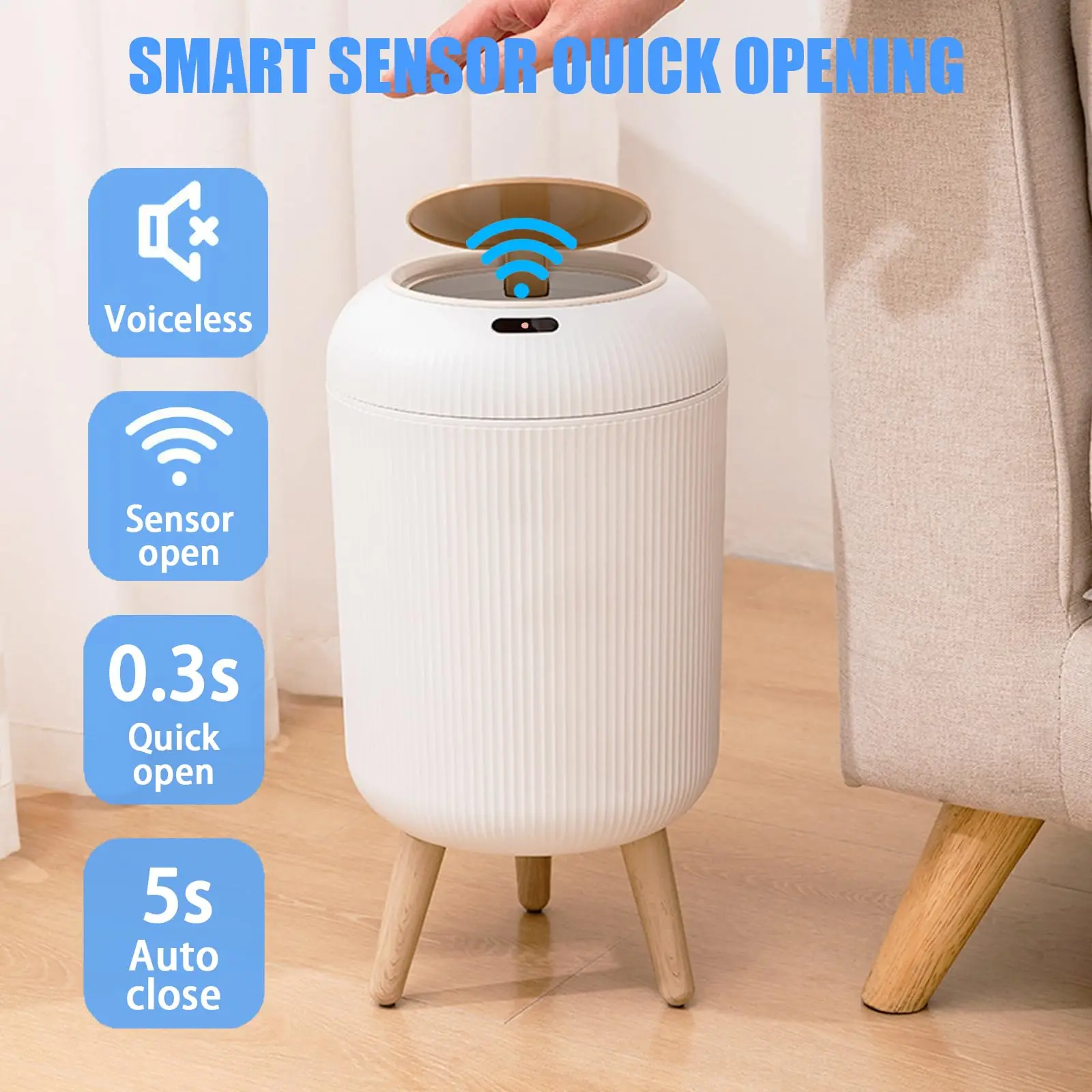 Automatic Trash Can with Lid, Small Plastic Smart Trash Can, Motion Sensor Trash Can for Bedroom, Bathroom, Kitchen, Office - Image 13