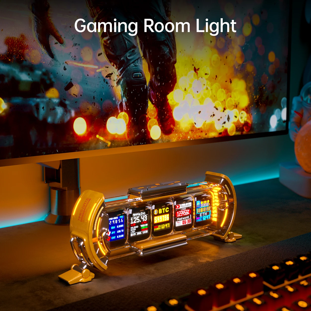 Divoom Times Gate Gaming Room Setup Digital Clock with Smart APP Control, WiFi Connect, RGB LED Display, Office Decor Cyberpunk - Image 3