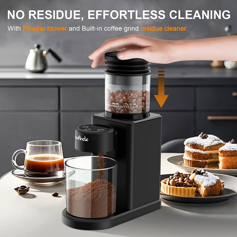 Electric Conical Burr Grinder Coffee Bean Grinder with 25 Grind Setting for French Espresso Touchscreen Dual Modes Grinding - Image 4