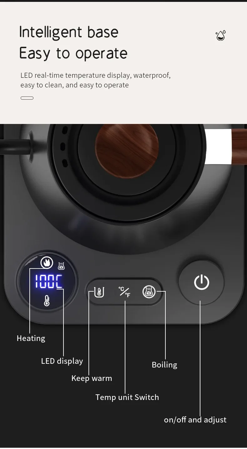 Electric Gooseneck Kettle 900ML Hand Brew Coffee Pot Smart Teapot Temperature Control Pot Rapid Heating Kettle 110v/220v - Image 14