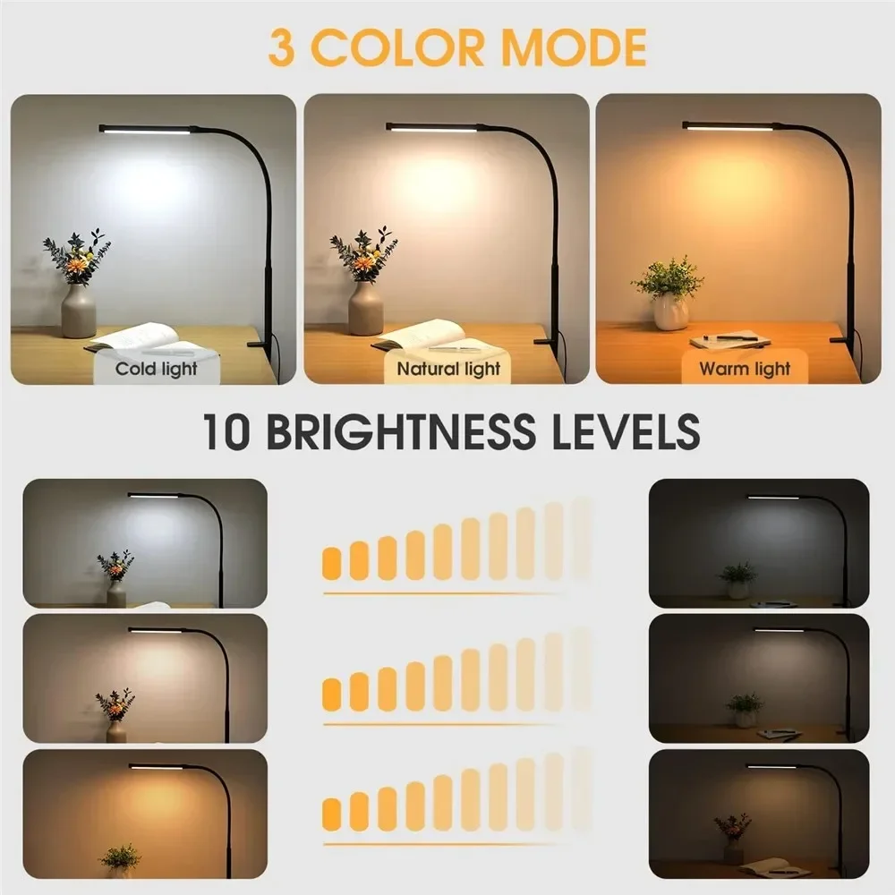 Double Single Head Led Clip Desk Lamp Dimmable Computer Table Lamps Monitor Light Architect Table Lamp for Office Reading Lights - Image 25