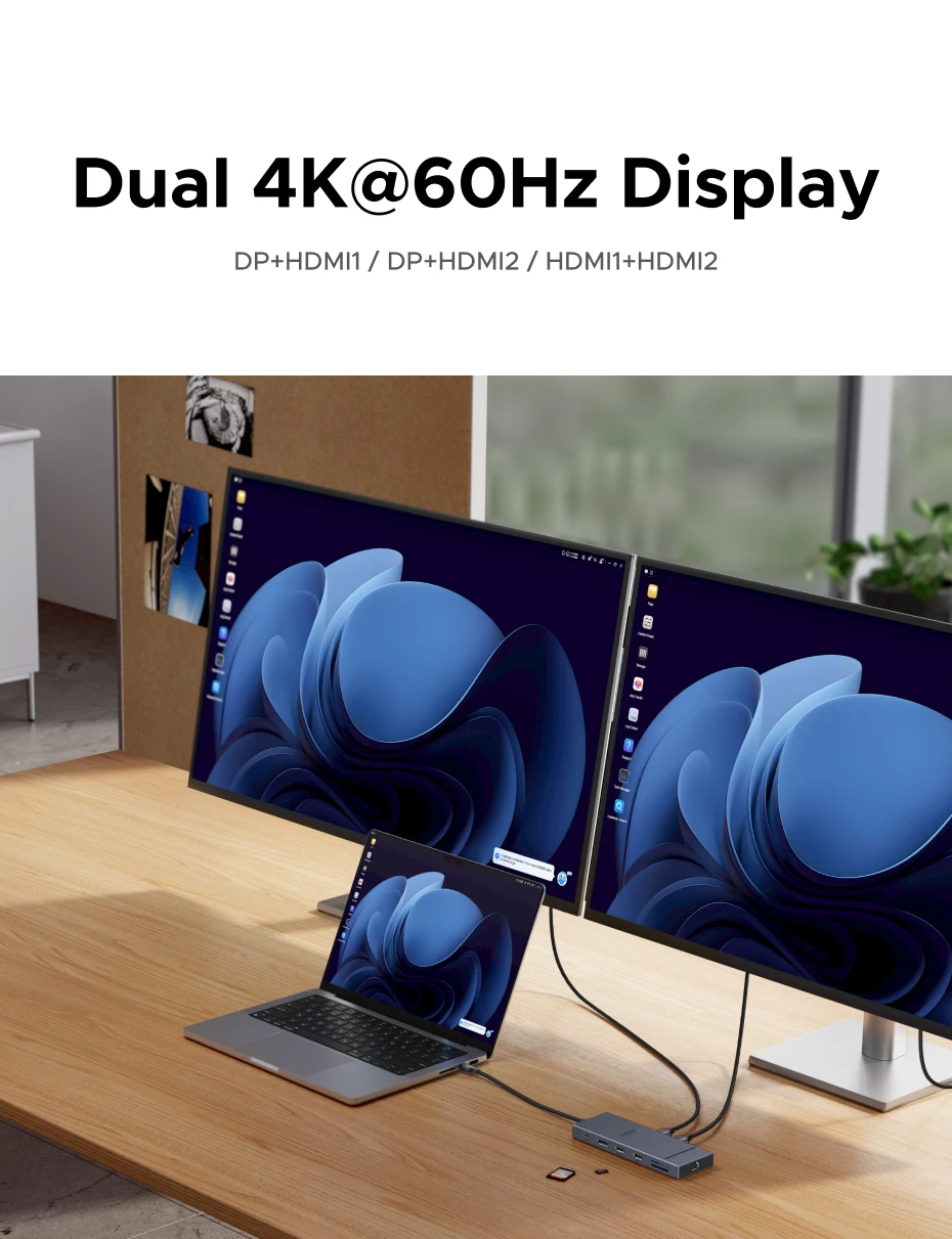 UGREEN 12-in-1 USB HUB Type-C to 2HDMI 4K120Hz DP USB3.2 10Gbps SD/TF RJ45 PD100W for MacBook Dell HP Laptop Accessories Docking - Image 27