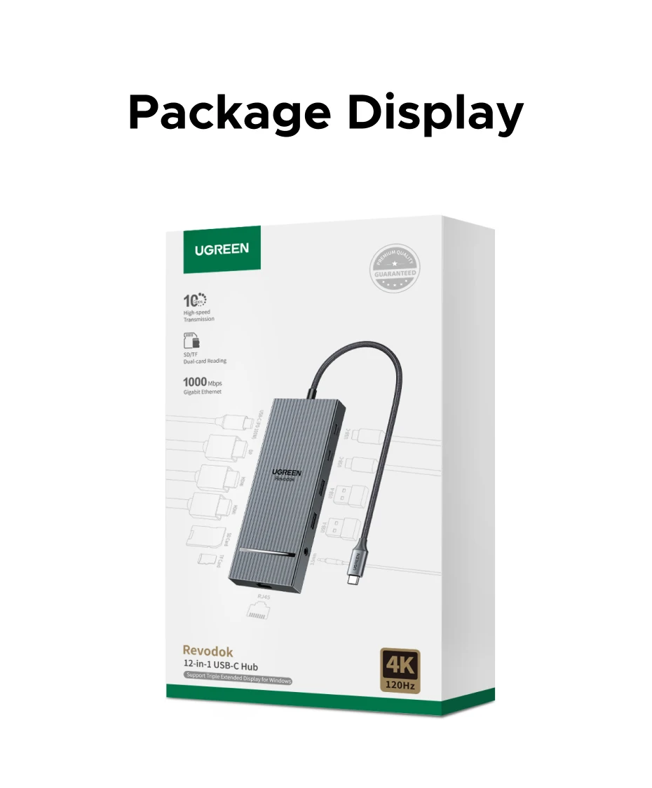 UGREEN 12-in-1 USB HUB Type-C to 2HDMI 4K120Hz DP USB3.2 10Gbps SD/TF RJ45 PD100W for MacBook Dell HP Laptop Accessories Docking - Image 44