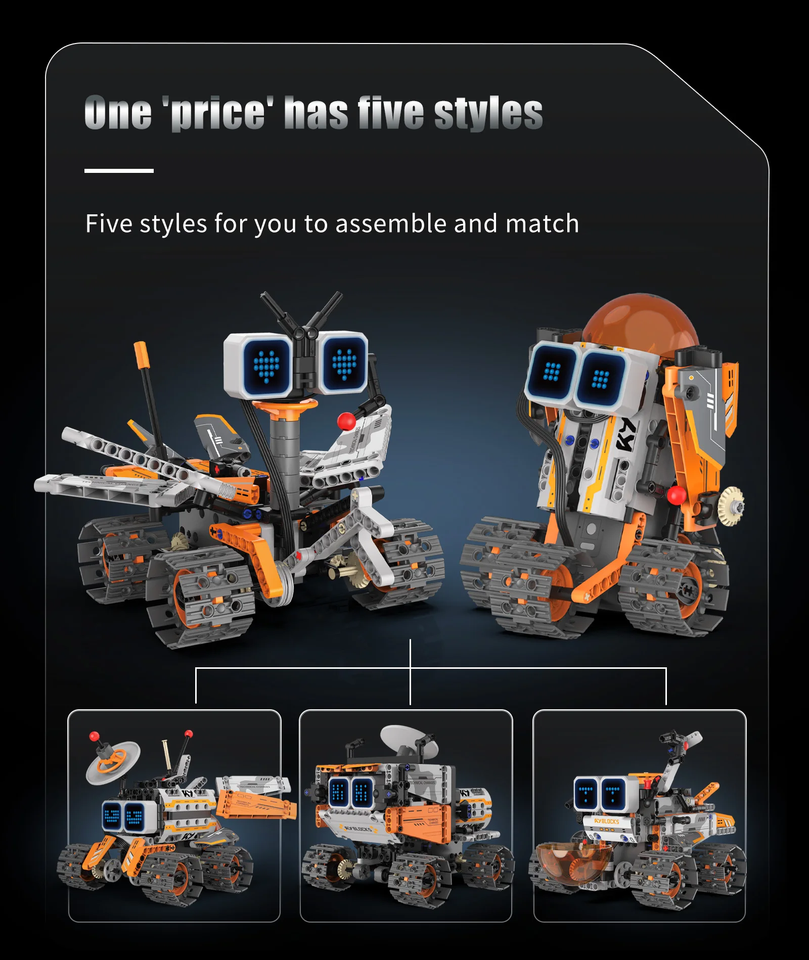 Digital display 5-in-1 transformable robot model assembly, remote control robot building blocks toy, children's toy gift - Image 30