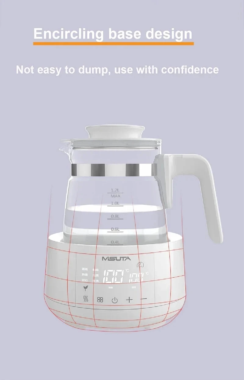1200ml Smart Constant Temperature Milk Regulator Glass Kettle Baby Milk Powder Electric Kettle Multifunctional Milk Warmer 220V - Image 21