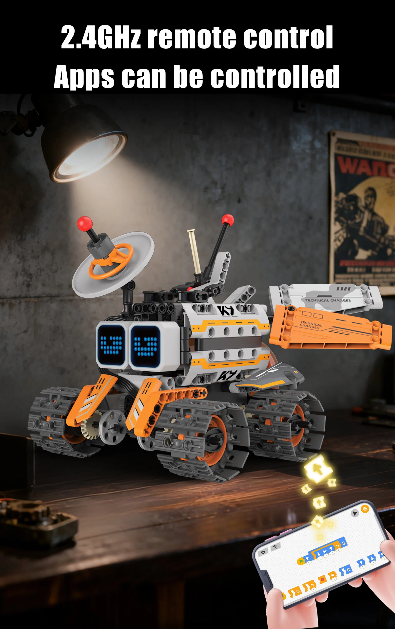 Digital display 5-in-1 transformable robot model assembly, remote control robot building blocks toy, children's toy gift - Image 37