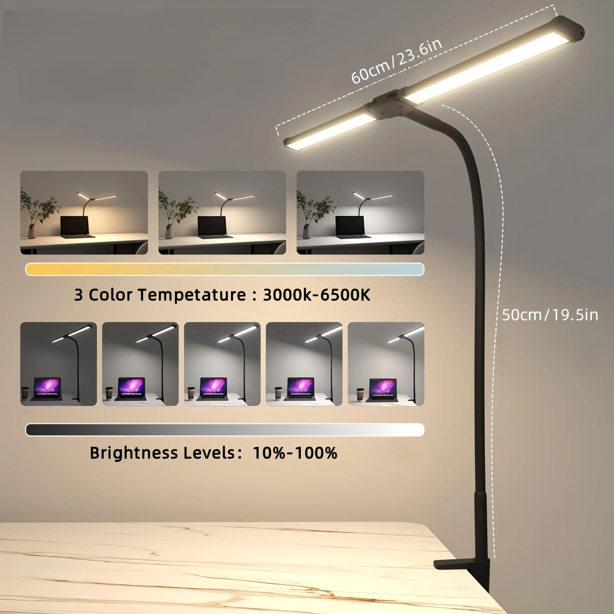 Double Single Head Led Clip Desk Lamp Dimmable Computer Table Lamps Monitor Light Architect Table Lamp for Office Reading Lights - Image 3