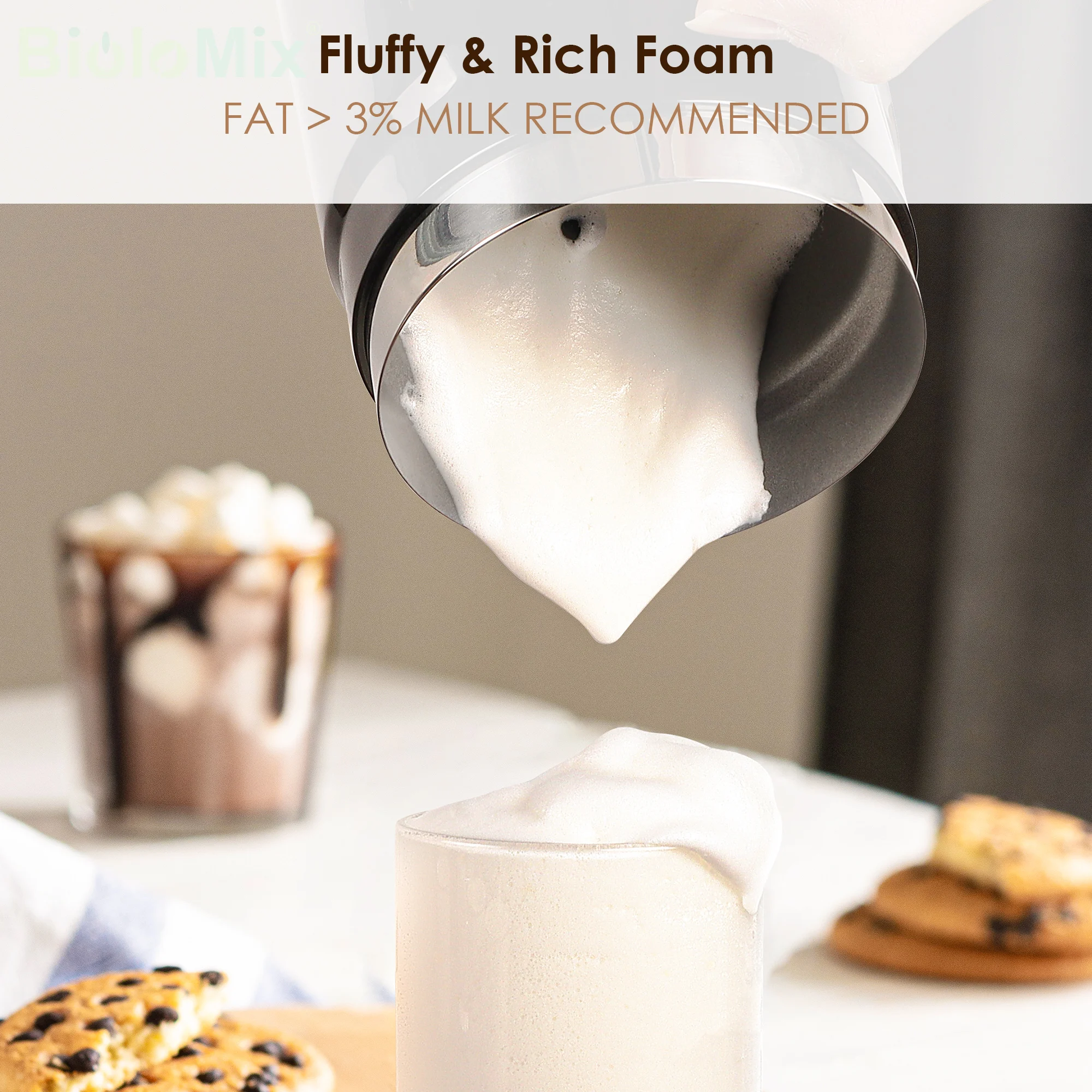 BioloMix 5-in-1 Milk Frother with Upgraded LED Display Touch Screen - Hot And Cold Foam Maker Milk Warmer for Coffee Latte - Image 9