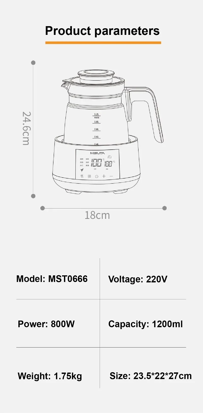 1200ml Smart Constant Temperature Milk Regulator Glass Kettle Baby Milk Powder Electric Kettle Multifunctional Milk Warmer 220V - Image 22