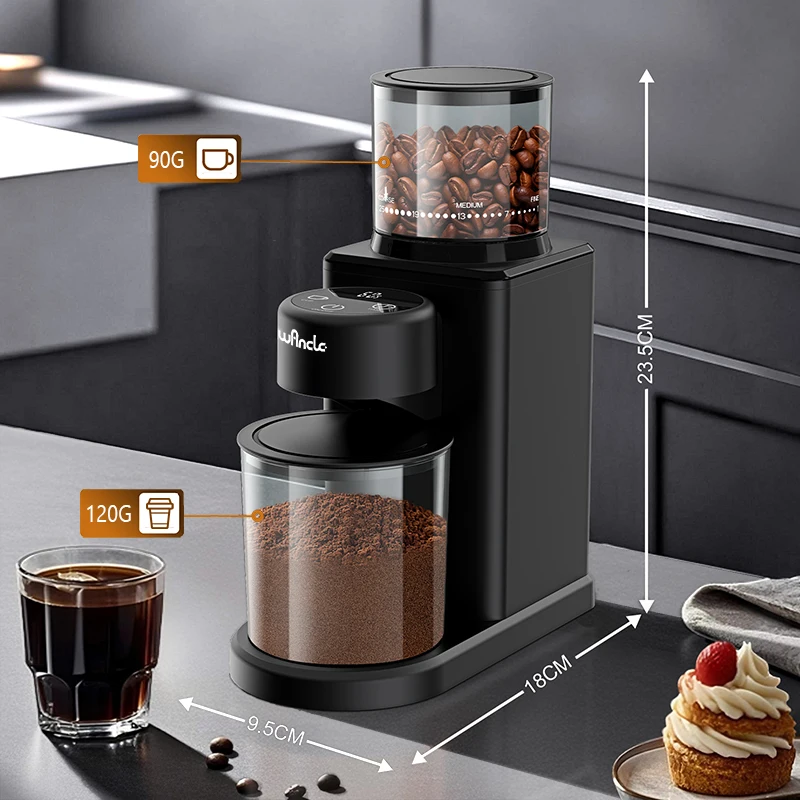 Electric Conical Burr Grinder Coffee Bean Grinder with 25 Grind Setting for French Espresso Touchscreen Dual Modes Grinding - Image 6