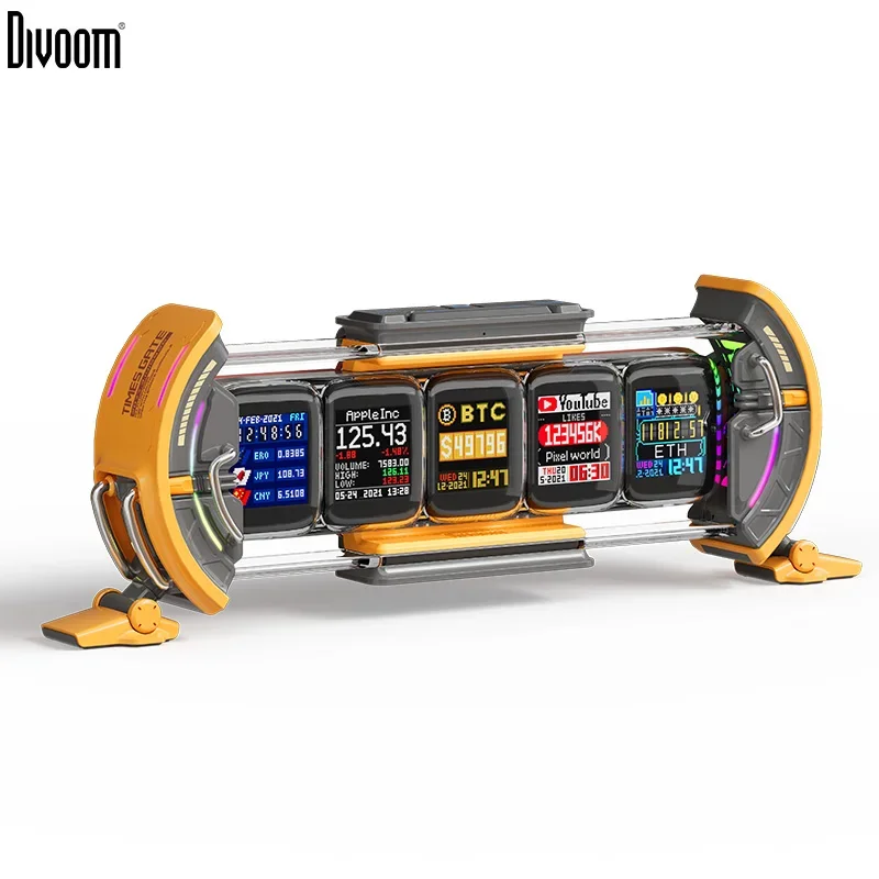 Divoom Times Gate Gaming Room Setup Digital Clock with Smart APP Control, WiFi Connect, RGB LED Display, Office Decor Cyberpunk