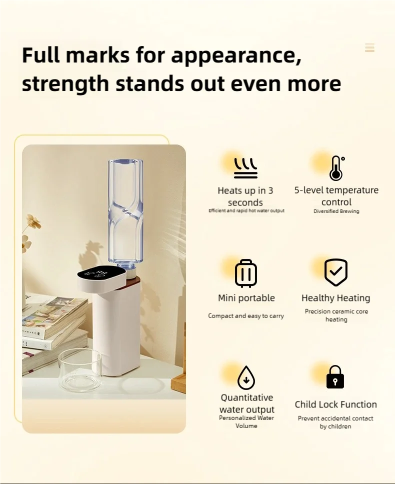 2000W Instant-Heat Water Dispenser 3-Second Rapid Heating Compatible with Mineral Water/Bottled Water Portable Water Dispenser - Image 10