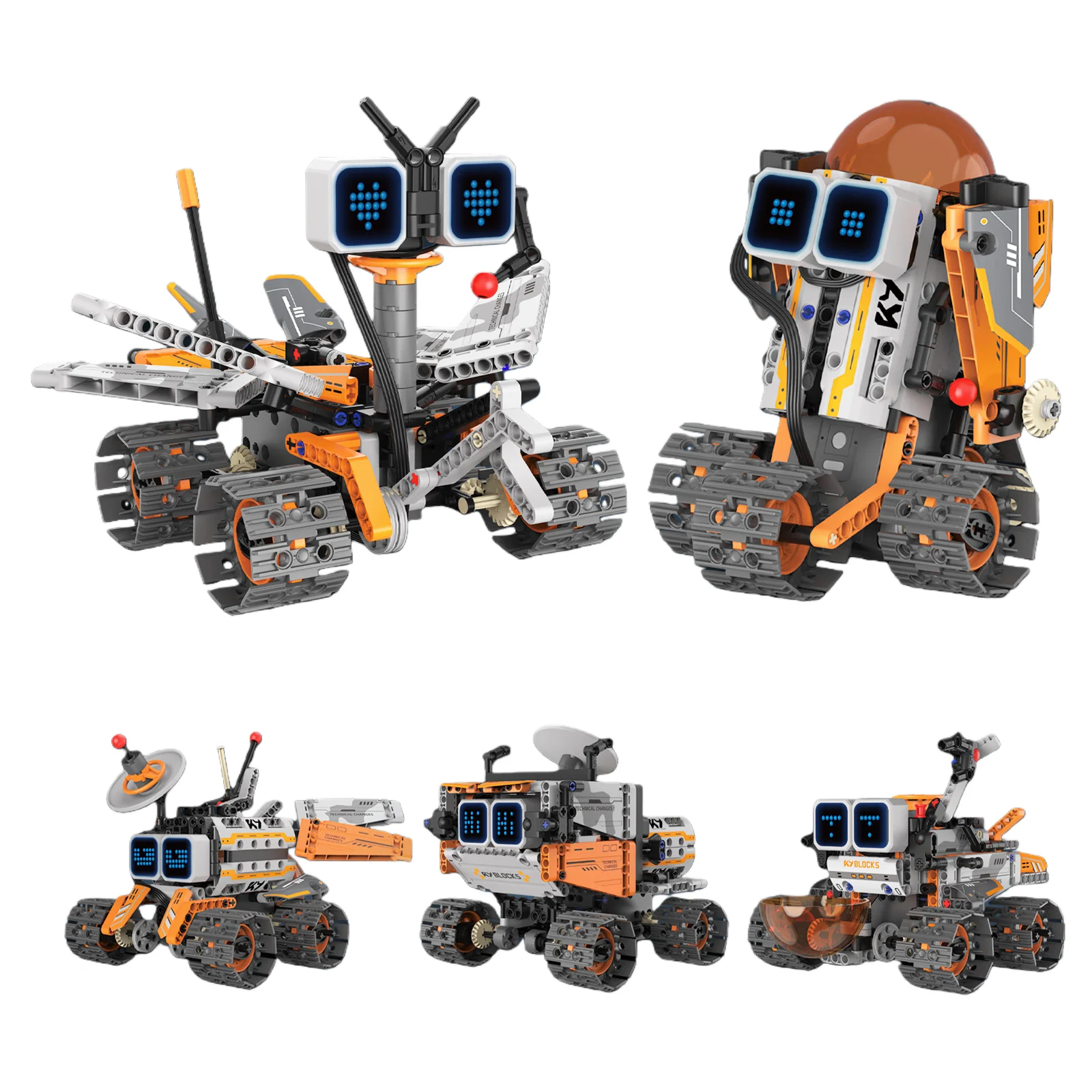 Digital display 5-in-1 transformable robot model assembly, remote control robot building blocks toy, children's toy gift - Image 8