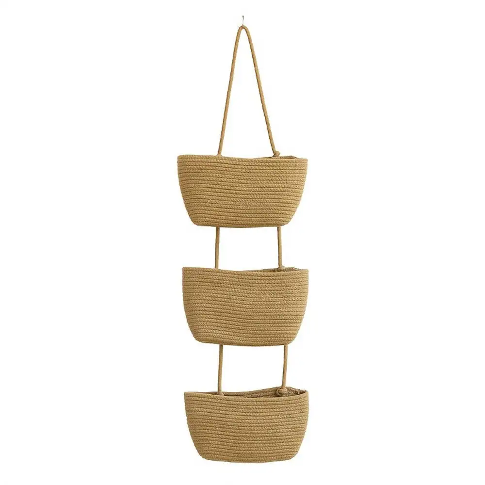 3-tier Rope Woven Fabric Basket, Boho Style, Over The Door, Decorative Starage For Living Room, Bathroom Shelf Baskets - Image 7
