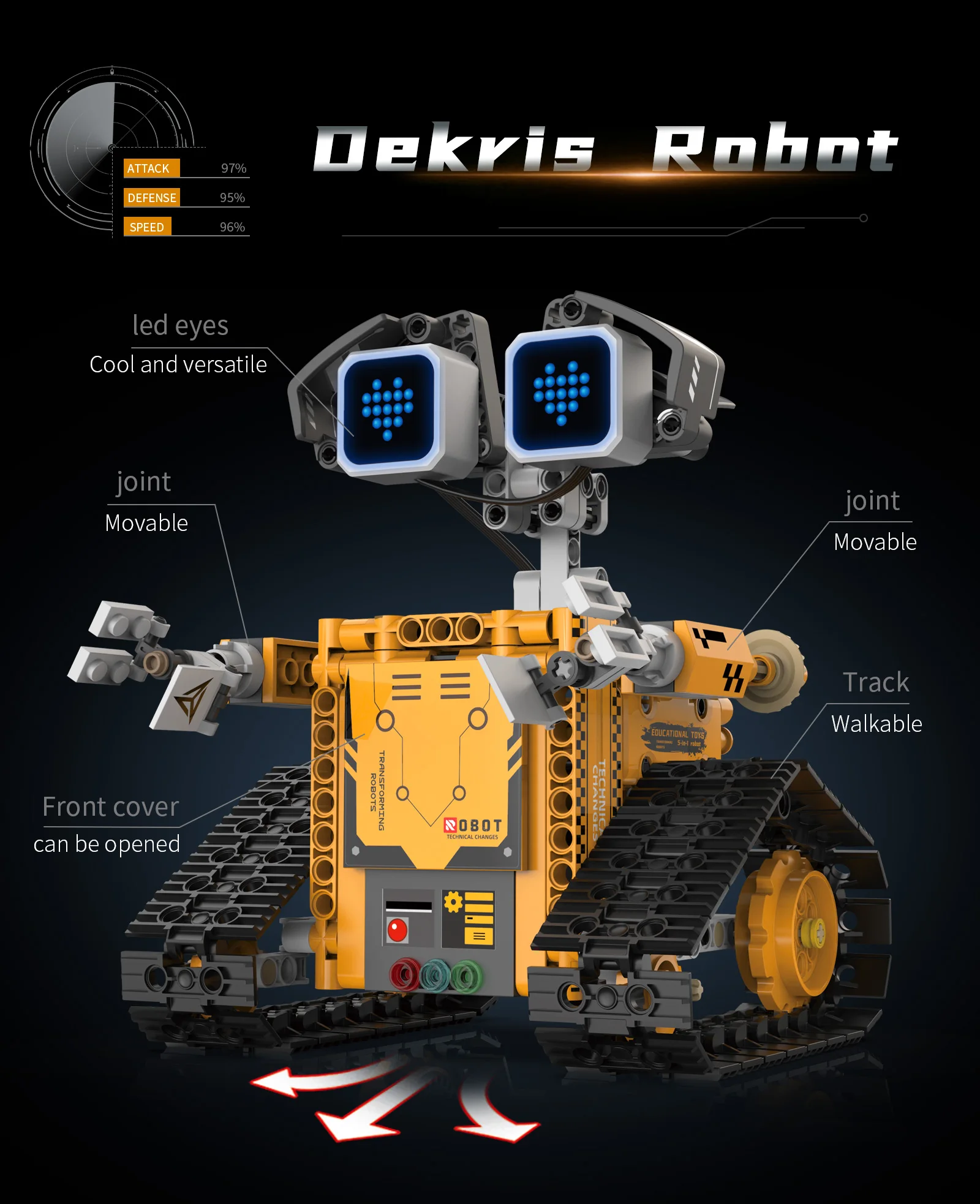 Digital display 5-in-1 transformable robot model assembly, remote control robot building blocks toy, children's toy gift - Image 14