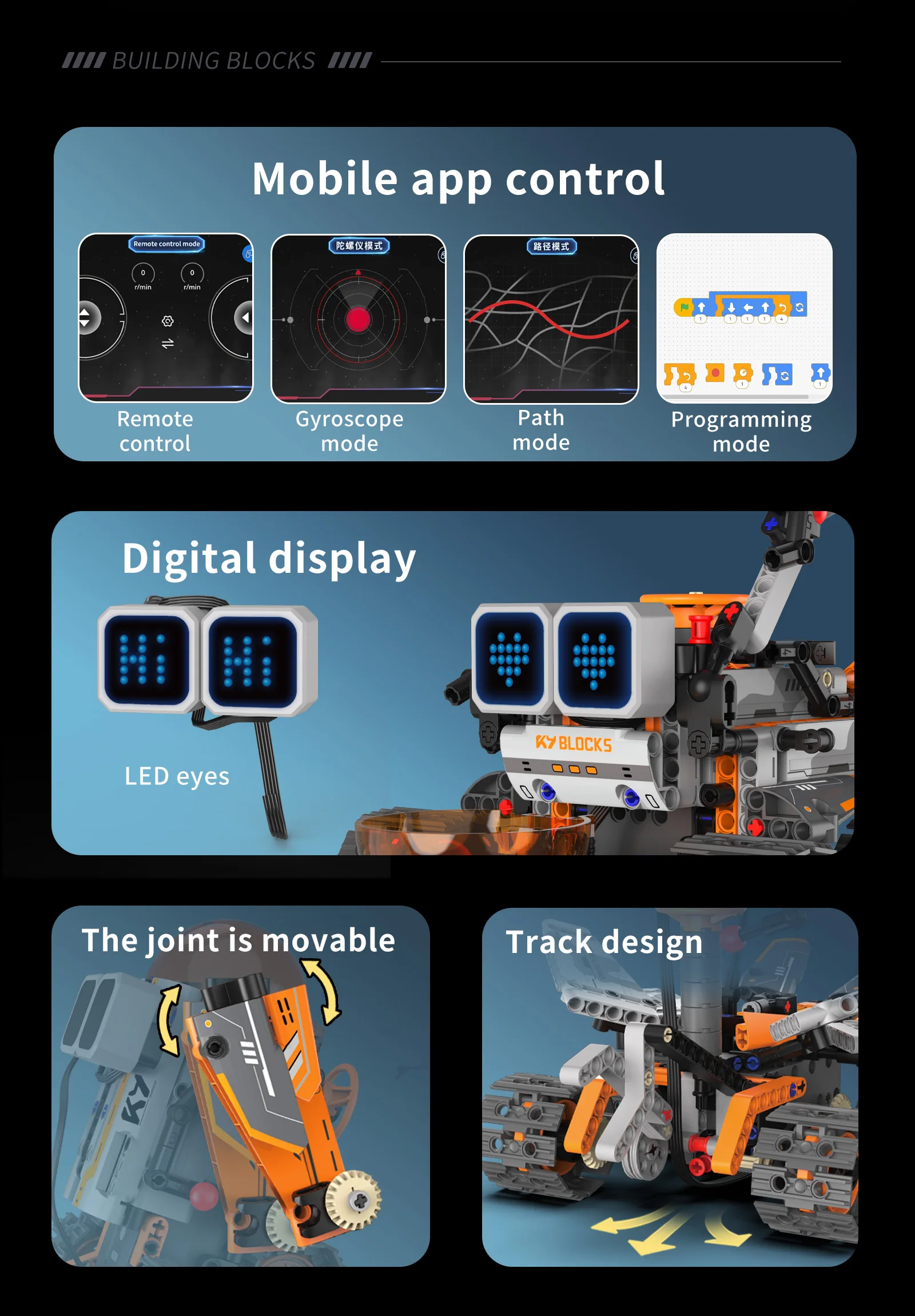 Digital display 5-in-1 transformable robot model assembly, remote control robot building blocks toy, children's toy gift - Image 29