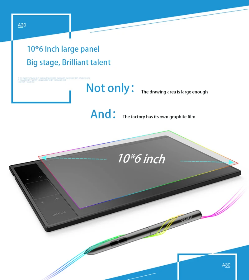 VEIKK A30 10 x6 inch Professional Graphics Drawing Tablet Type-C interface with 8192 Level Battery-Free for Digital Drawing Pad - Image 13