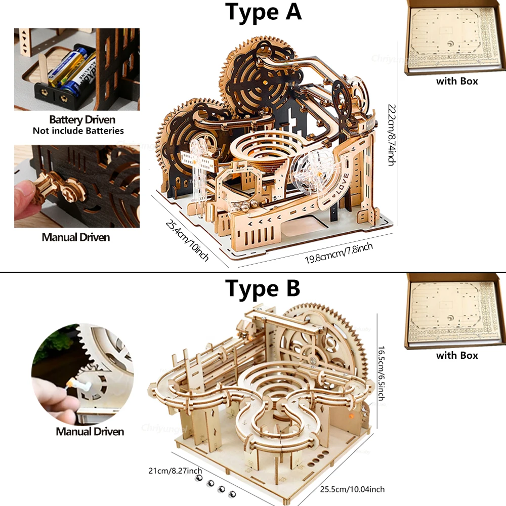 3D Wooden Puzzle Building Model Kit Electric Motorized Marble Run STEM Educational Construction Toys for Kids Adults Gifts - Image 11
