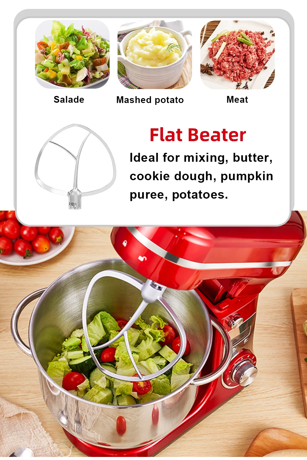 BioloMix Kitchen Food Stand Mixer, Blender, Quiet Motor, Cream Egg Whisk, Whip Dough Kneader, 6-Speed, 1200 W, 6 L, DC - Image 15