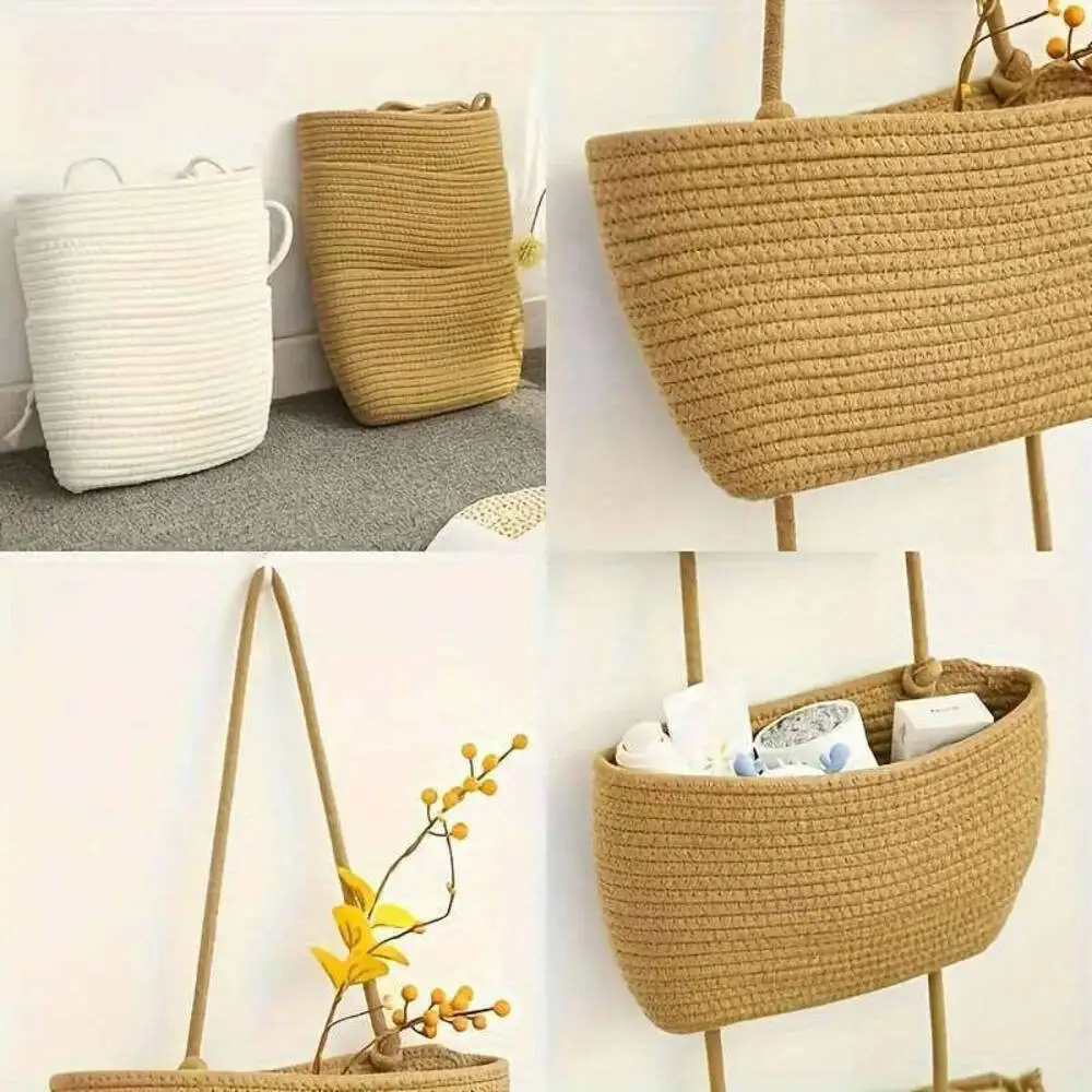 3-tier Rope Woven Fabric Basket, Boho Style, Over The Door, Decorative Starage For Living Room, Bathroom Shelf Baskets - Image 5