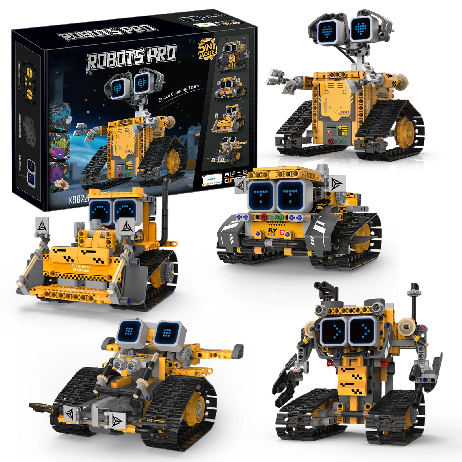 Digital display 5-in-1 transformable robot model assembly, remote control robot building blocks toy, children's toy gift - Image 6