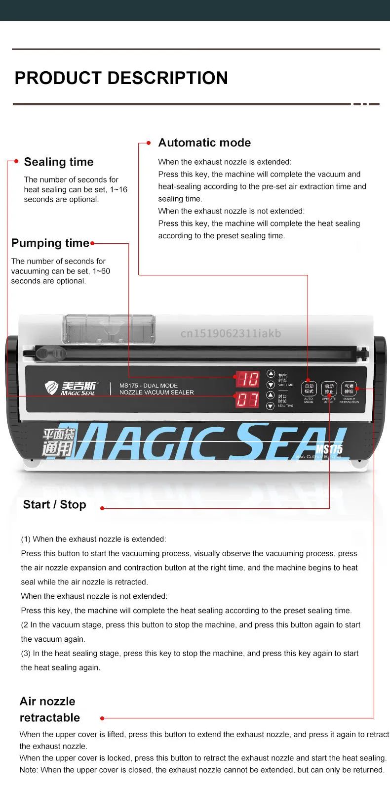 Senior Electric Vacuum Sealer Packaging Machine For Home Kitchen For Sealing Fresh Packaging Machine For Food Preservation MS175 - Image 29