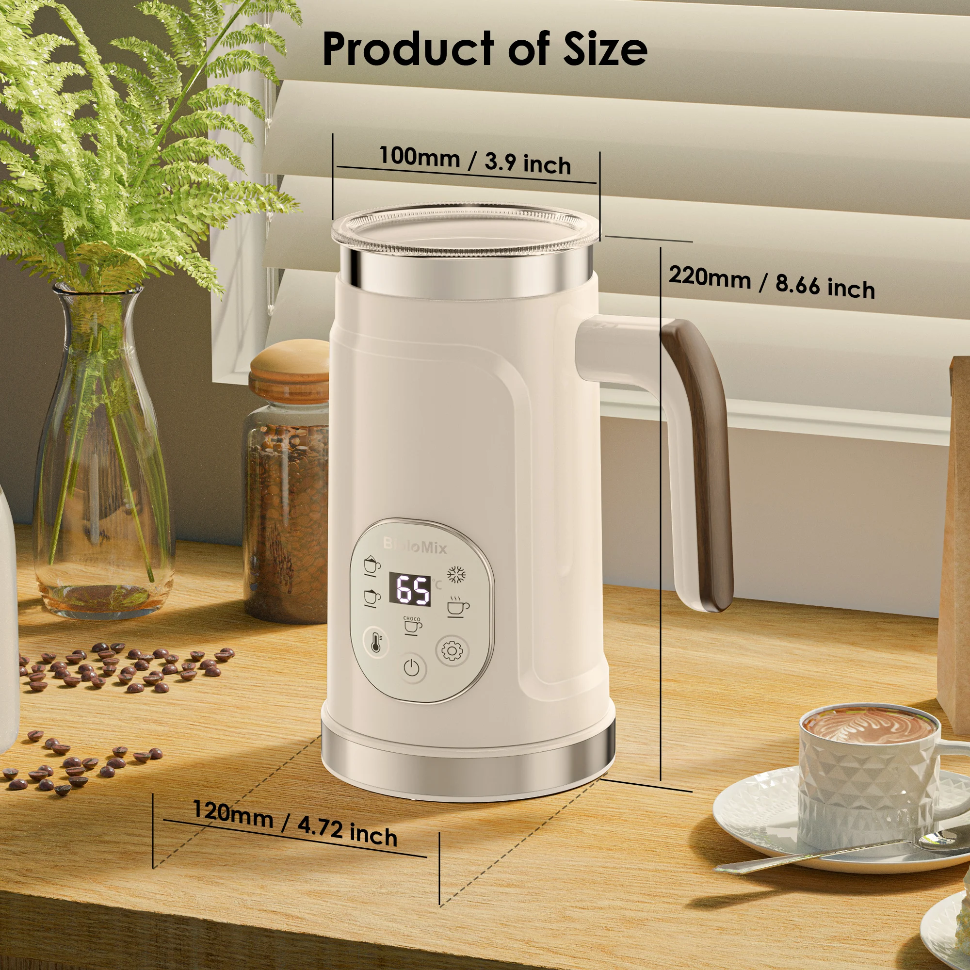 BioloMix 5-in-1 Milk Frother with Upgraded LED Display Touch Screen - Hot And Cold Foam Maker Milk Warmer for Coffee Latte - Image 10