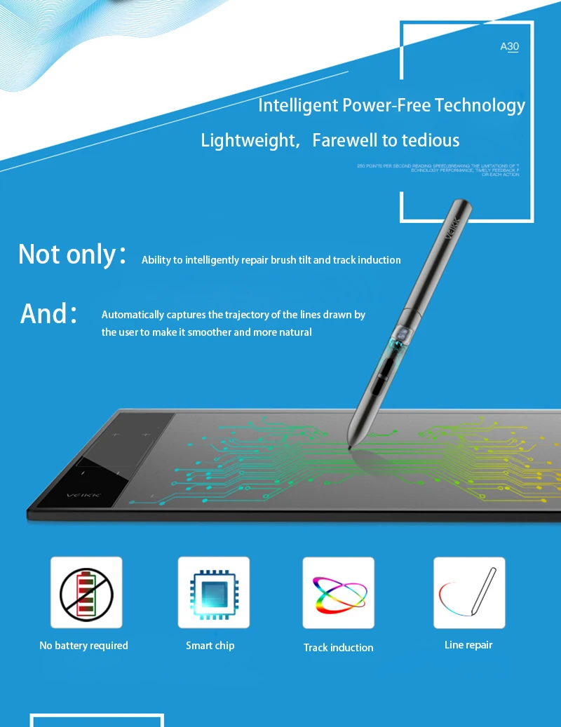 VEIKK A30 10 x6 inch Professional Graphics Drawing Tablet Type-C interface with 8192 Level Battery-Free for Digital Drawing Pad - Image 9