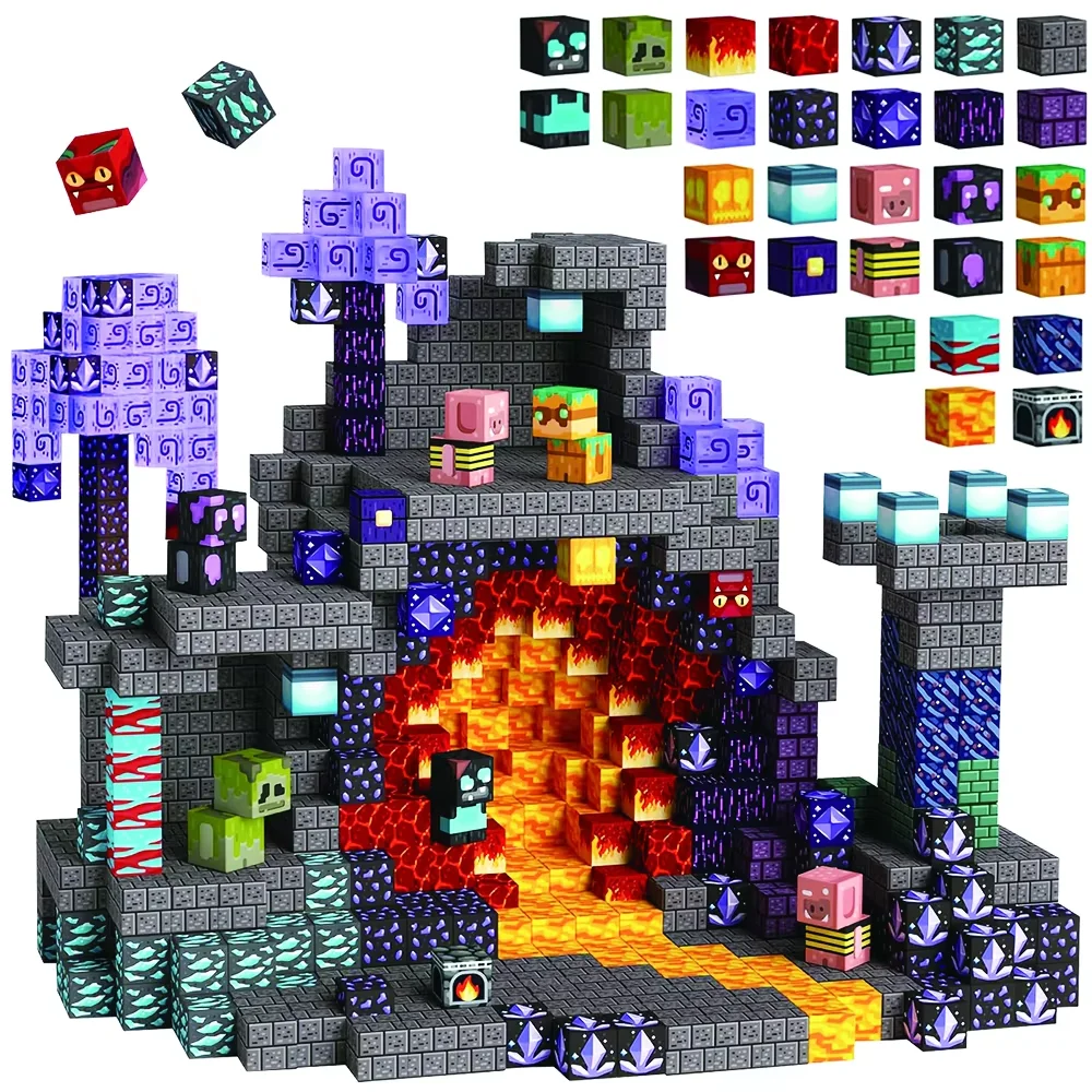 54pieces Kids Magnetic Building Plastic Stacking Coloring Creative Shape Educational Construction Stands Toy Blocks