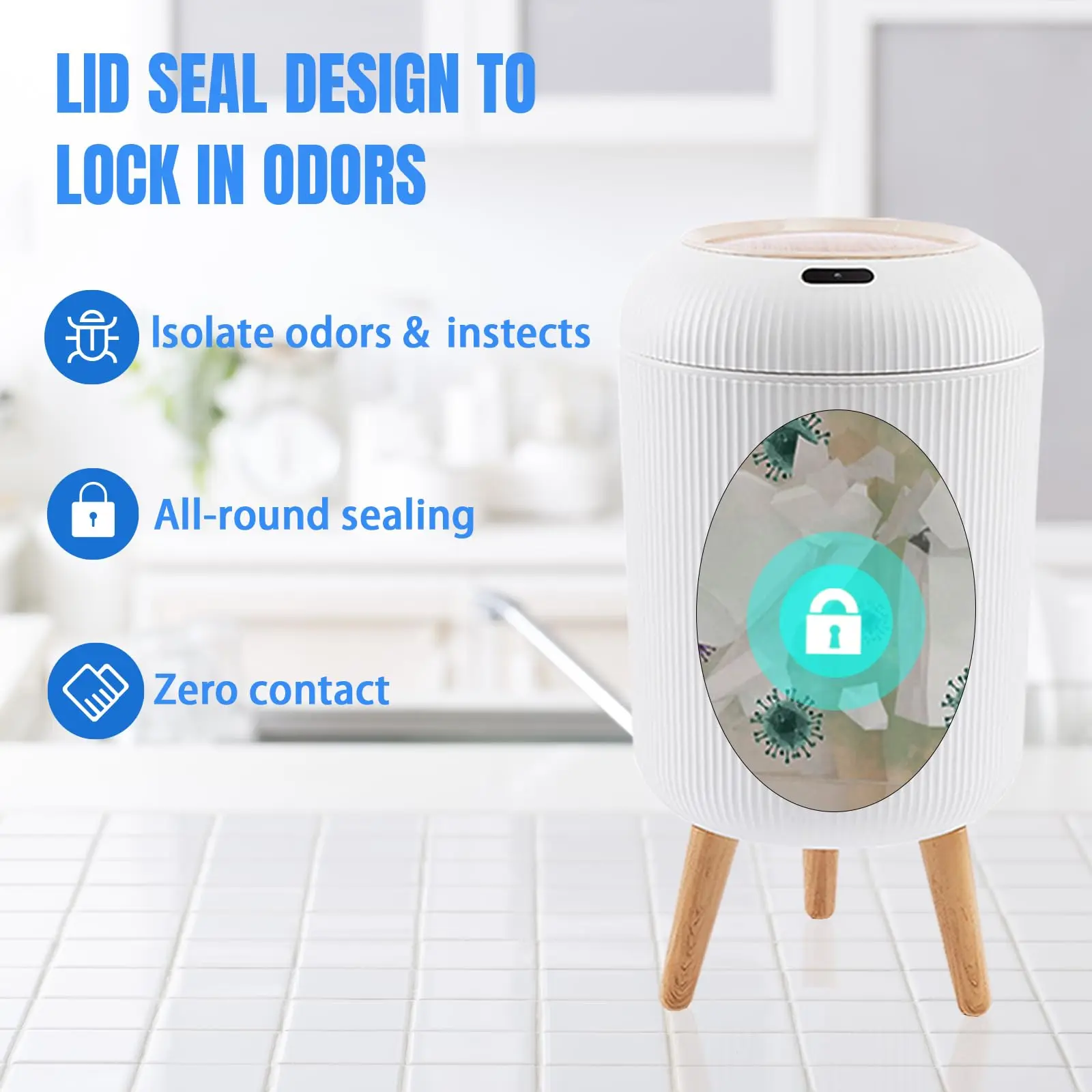 Automatic Trash Can with Lid, Small Plastic Smart Trash Can, Motion Sensor Trash Can for Bedroom, Bathroom, Kitchen, Office - Image 14