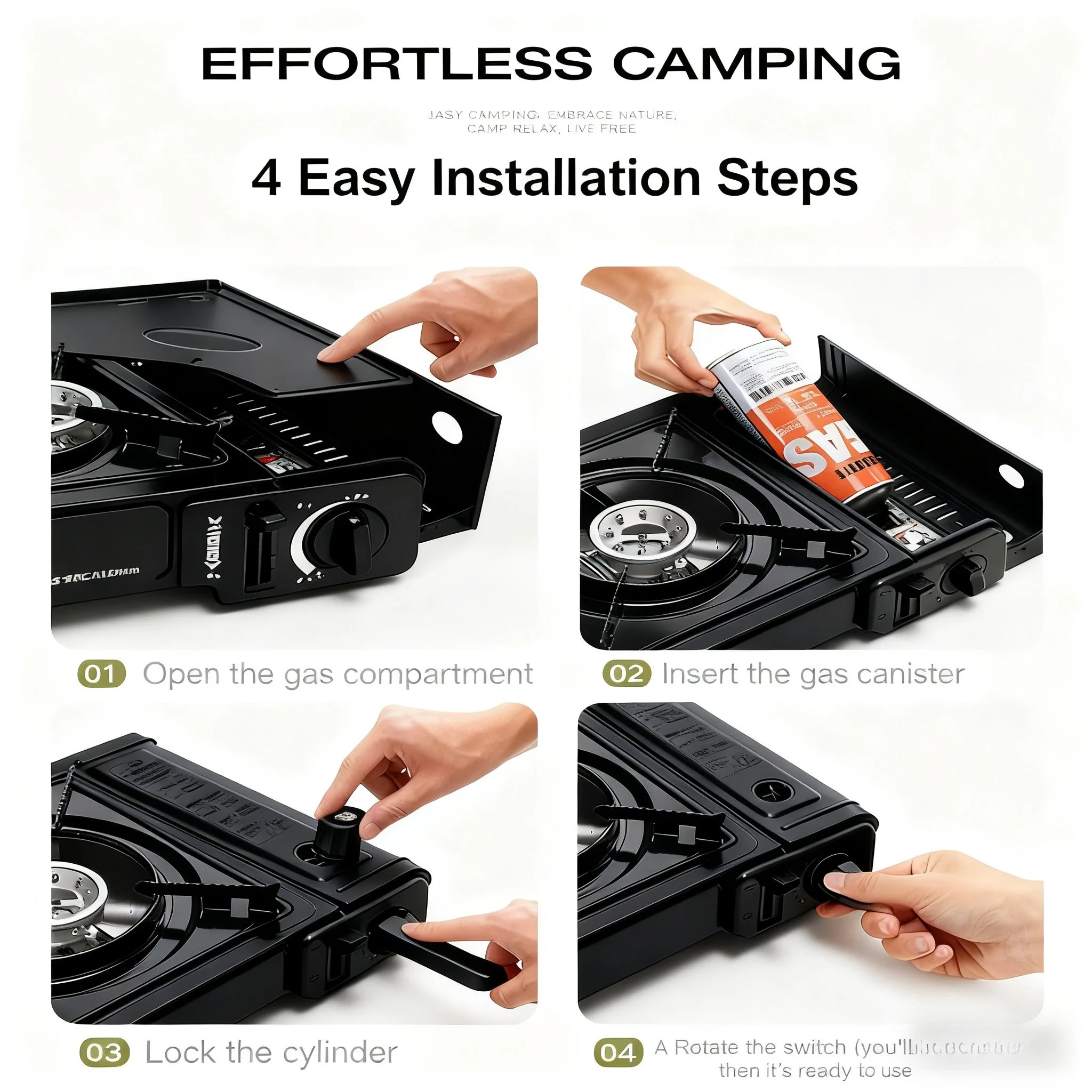 Portable Outdoor Gas Stove, Suitable for Camping, Barbecuing, Hiking, Backyard Cooking, and Home Use Windproof Ring Not Included - Image 15