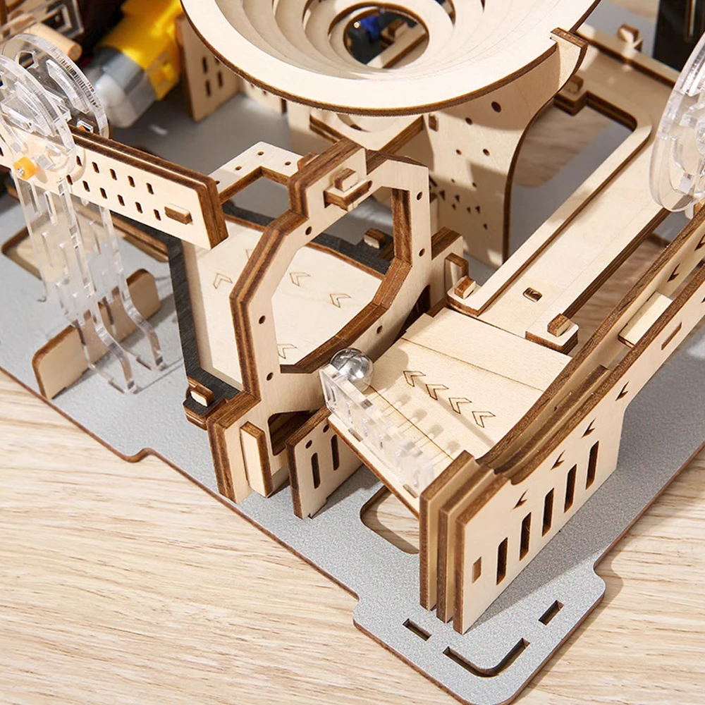 3D Wooden Puzzle Building Model Kit Electric Motorized Marble Run STEM Educational Construction Toys for Kids Adults Gifts - Image 20